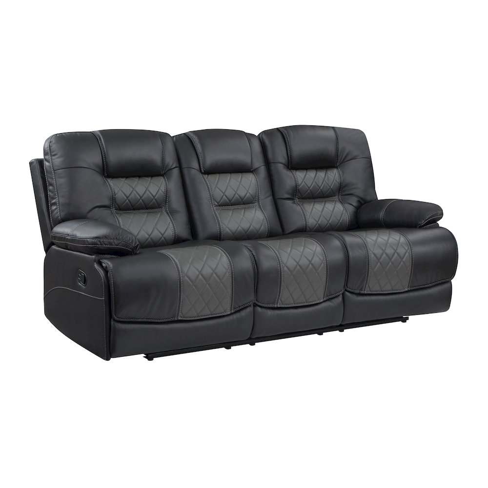 Fabian Faux Leather Double Reclining Sofa In Gray. Picture 1