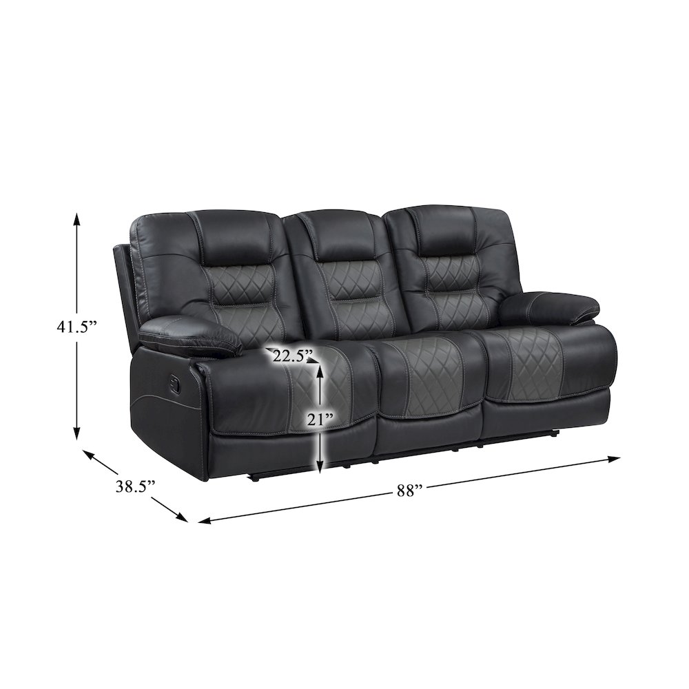 Fabian Faux Leather Double Reclining Sofa In Gray. Picture 4