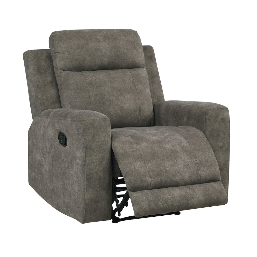 Muncie Microfiber Reclining Chair in Brown. Picture 7