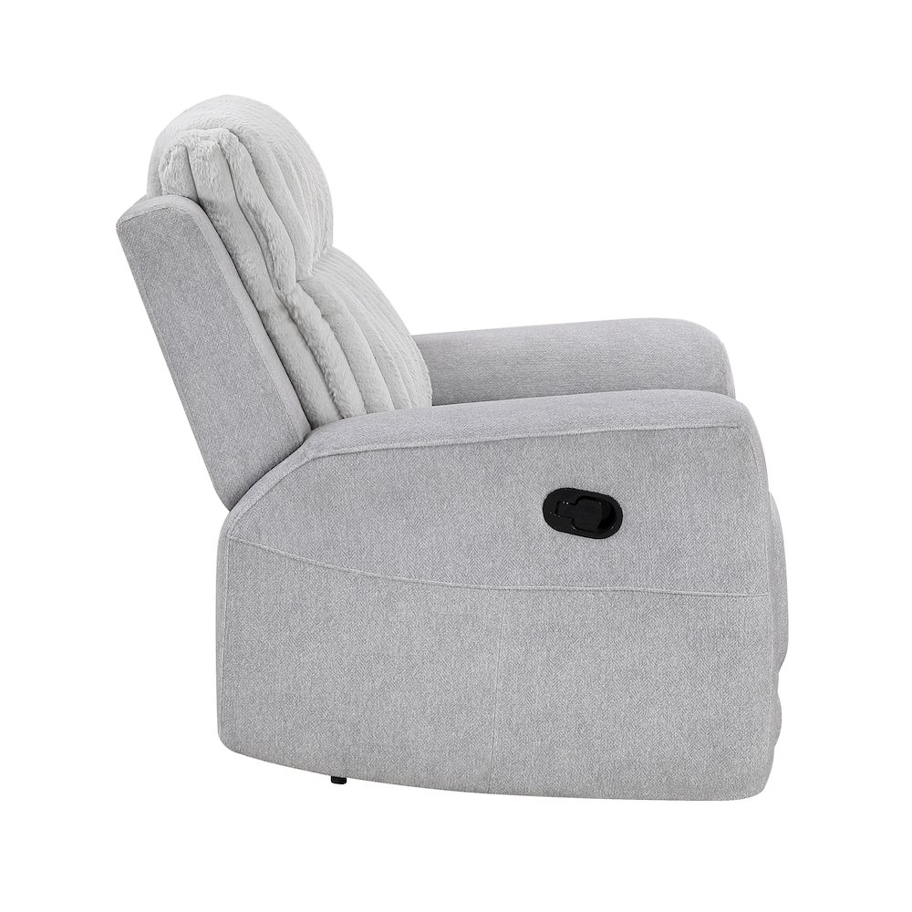 Benton Corduroy Reclining Chair in Light Gray. Picture 6