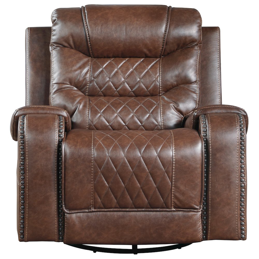 Putnam Faux Leather Swivel Glider Reclining Chair In Brown. Picture 9