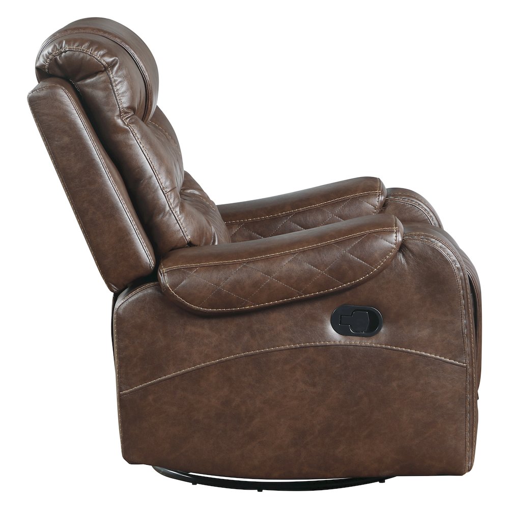 Putnam Faux Leather Swivel Glider Reclining Chair In Brown. Picture 7