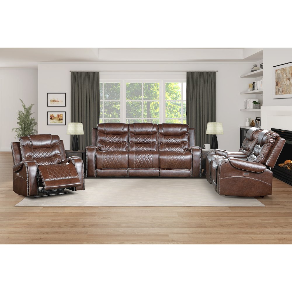 Putnam Faux Leather Swivel Glider Reclining Chair In Brown. Picture 3
