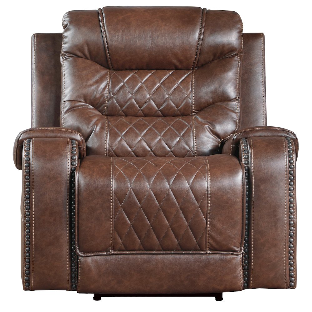 Putnam Faux Leather Swivel Glider Reclining Chair In Brown. Picture 4
