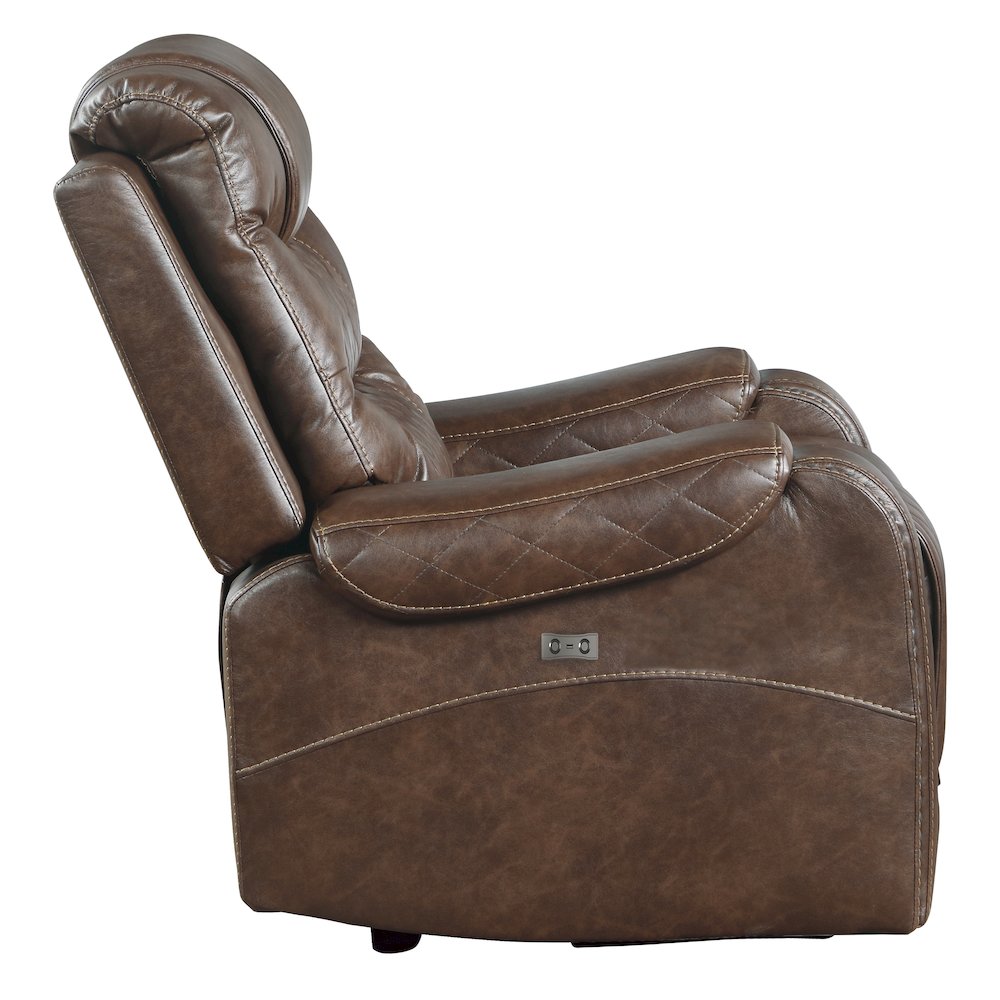 Putnam Faux Leather Swivel Glider Reclining Chair In Brown. Picture 5
