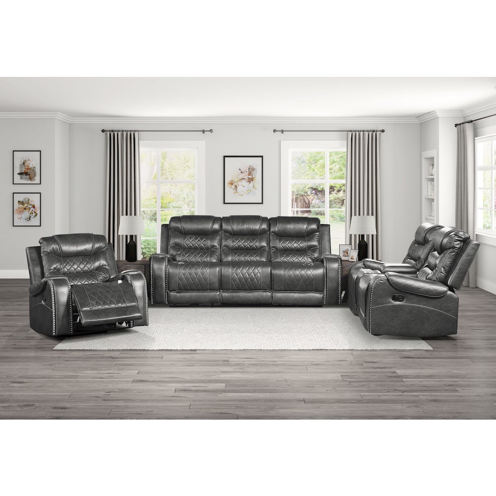 Putnam Faux Leather Swivel Glider Reclining Chair In Gray. Picture 7