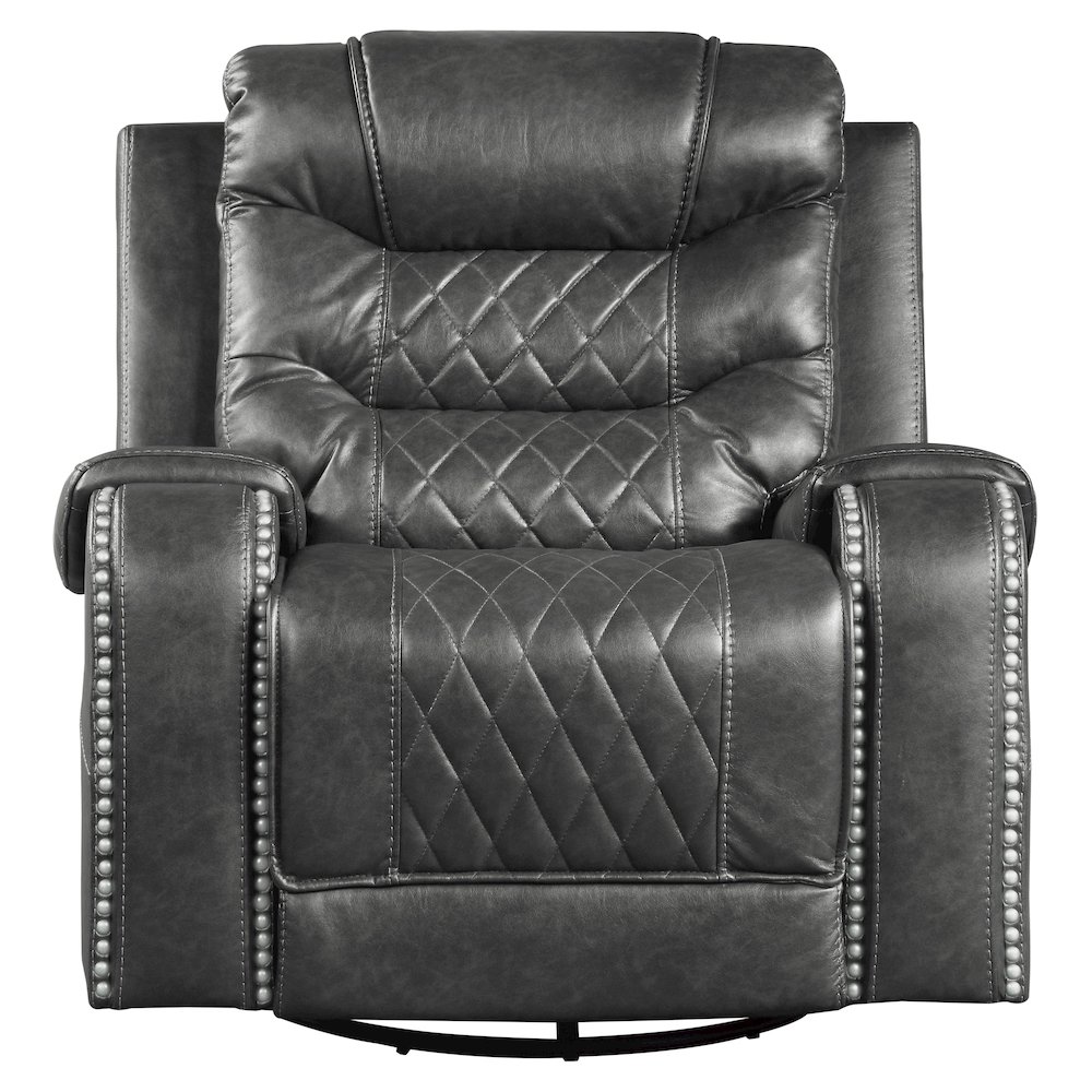 Putnam Faux Leather Swivel Glider Reclining Chair In Gray. Picture 8