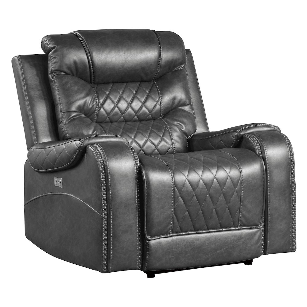 Putnam Faux Leather Swivel Glider Reclining Chair In Gray. Picture 2