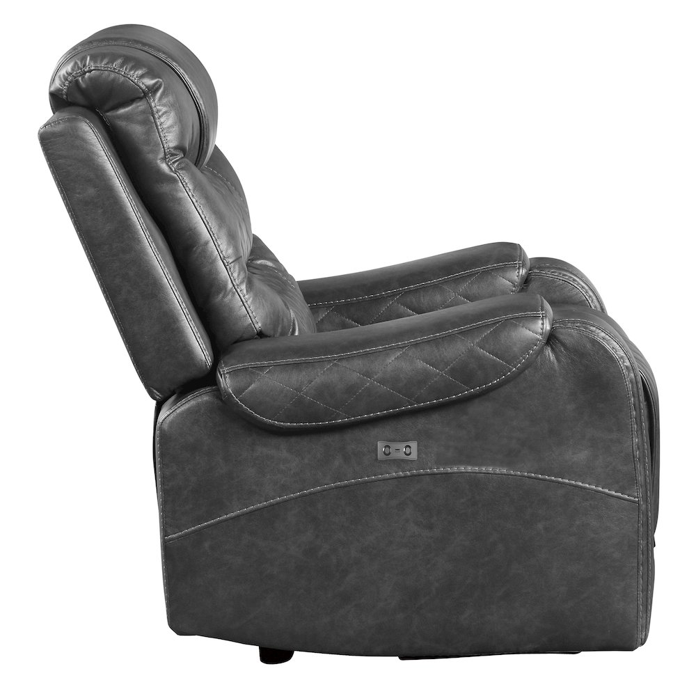 Putnam Faux Leather Swivel Glider Reclining Chair In Gray. Picture 6