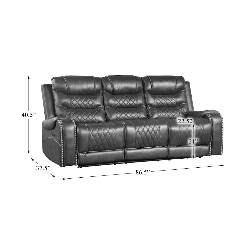 Putnam Faux Leather Double Reclining Sofa In Gray. Picture 5