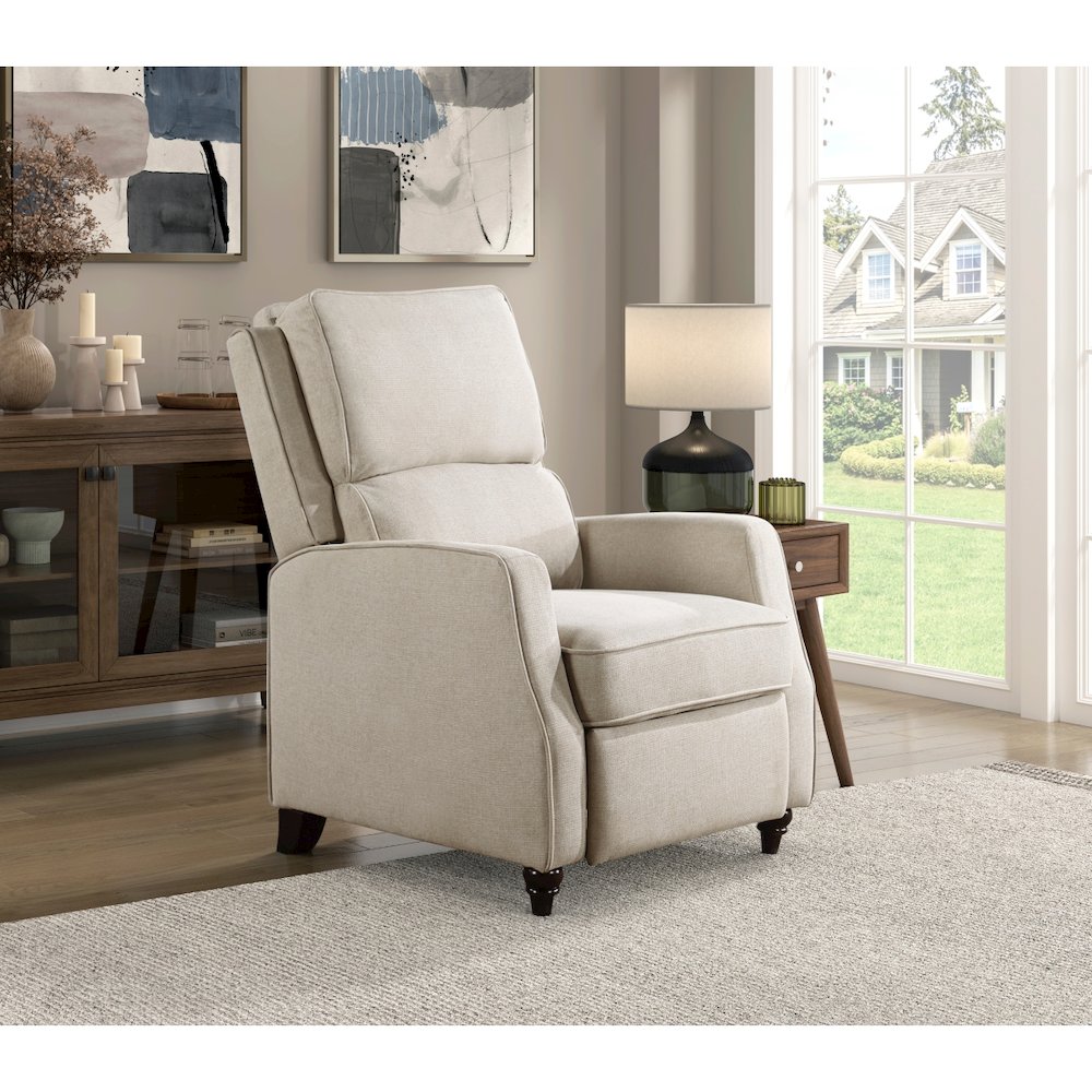 Lexicon Loveland Textured Push back Recliner in Beige. Picture 2
