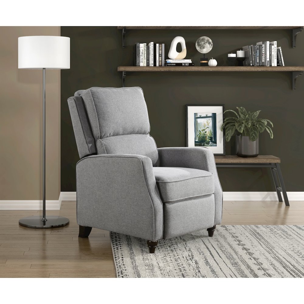 Lexicon Loveland Textured Push back Recliner in Gray. Picture 2