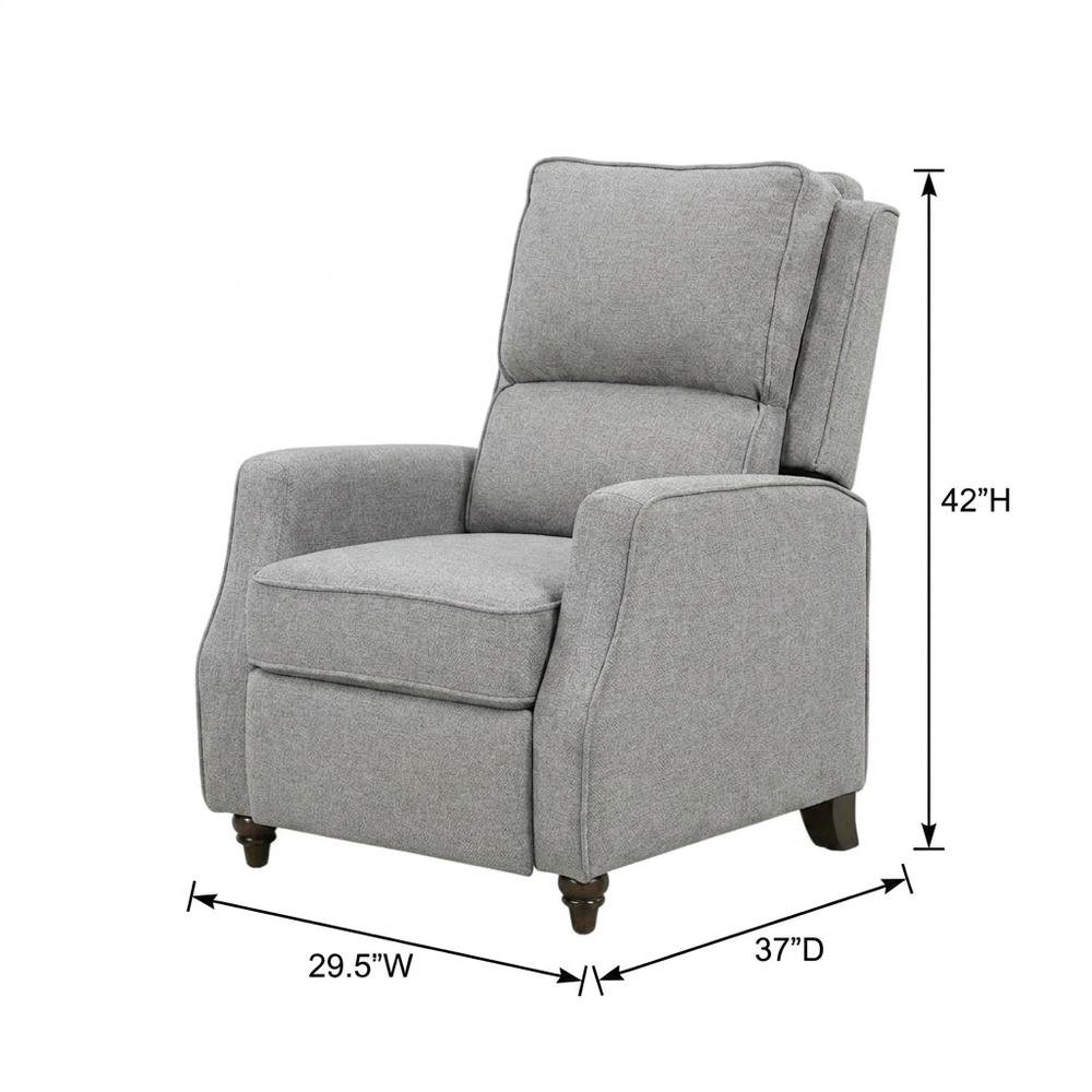 Textured Pushback Manual Recliner Chair for Living Room or Bedroom, Gray. Picture 5