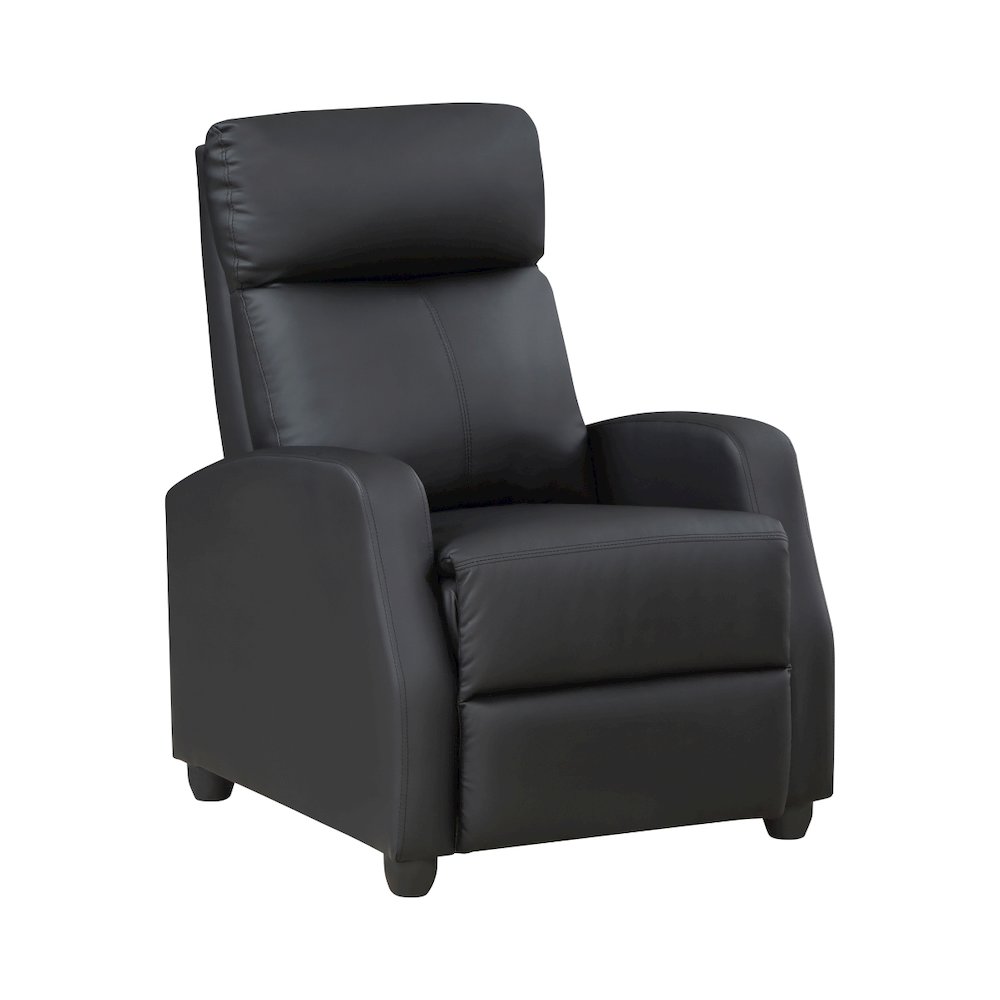 Lexicon Greenfield Faux Leather Push back Recliner in Black. Picture 1