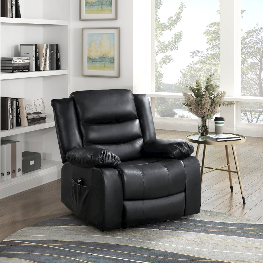 Lexicon Carson Faux Leather Power Lift Chair in Black. Picture 2