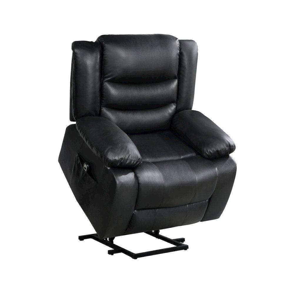 Lexicon Carson Faux Leather Power Lift Chair in Black. Picture 1