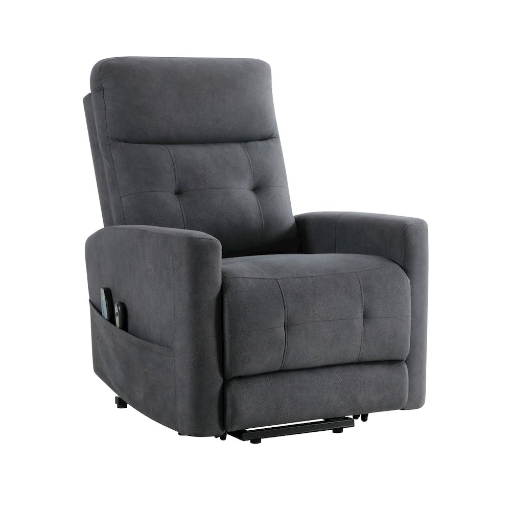 Lexicon Wichita Textured Fabric Power Lift Chair in Dark Gray. Picture 1