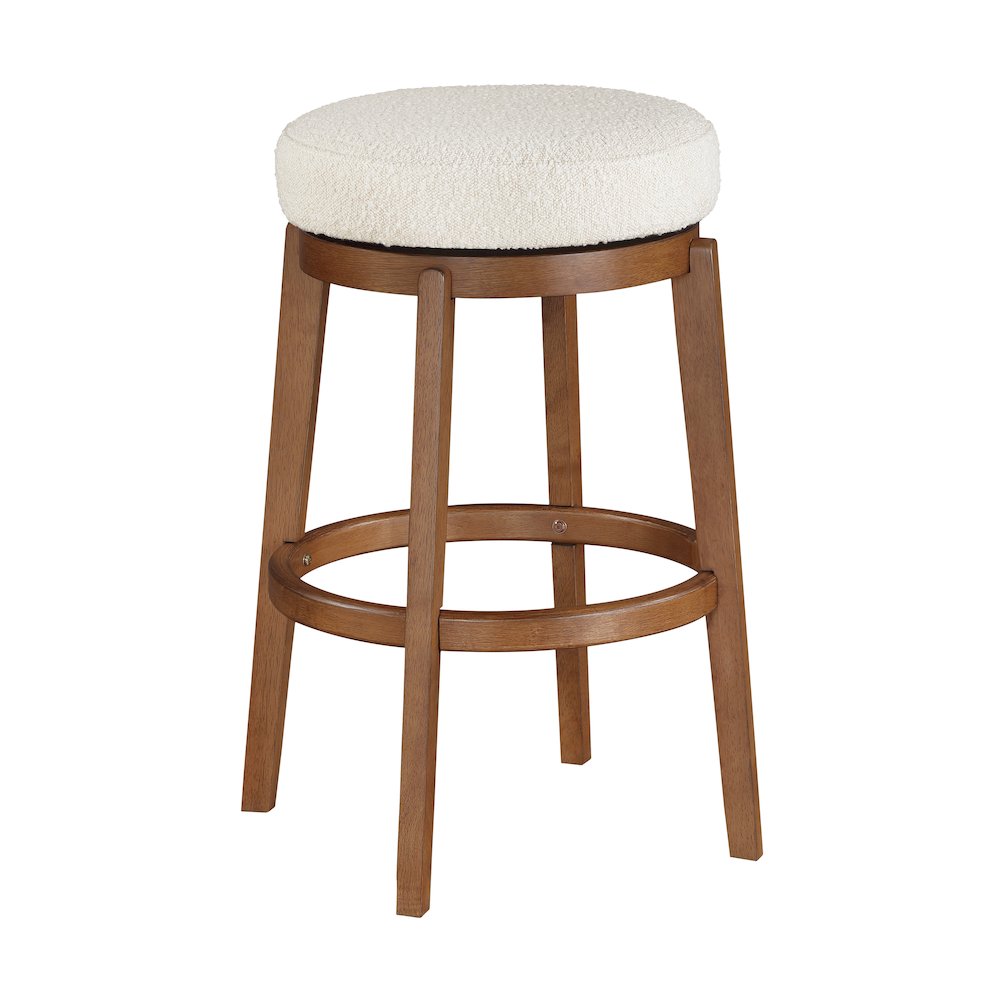 Lily Asian Hardwood Swivel Pub Height Chair in Brown. Picture 1