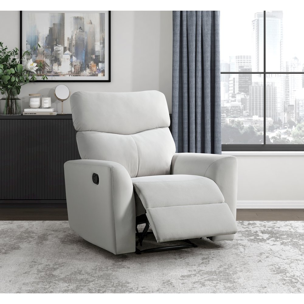 Lexicon Preston Velvet Manual Recliner in Gray. Picture 2