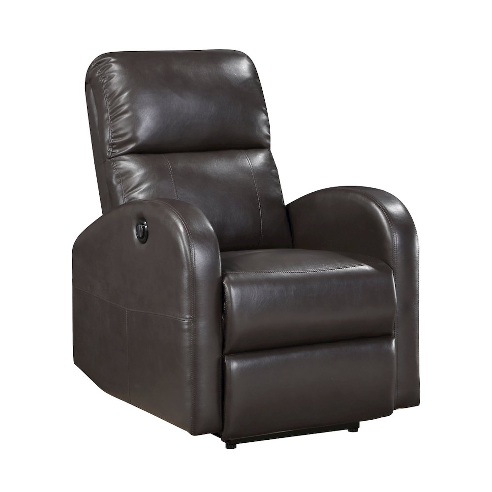 Lexicon Wiley Faux Leather Power Reclining Chair in Brown. Picture 1