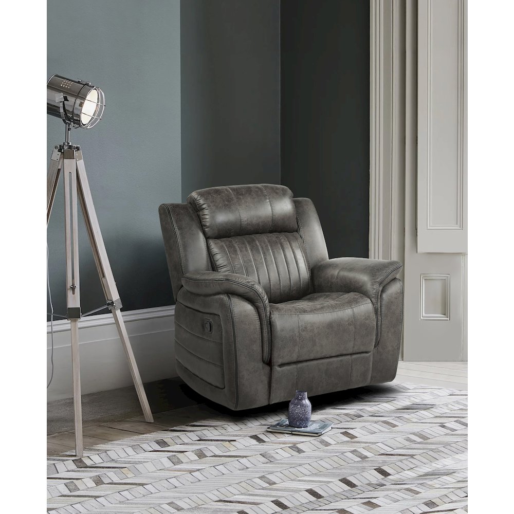 Centeroak Microfiber Reclining Chair In Brownish Gray. Picture 2
