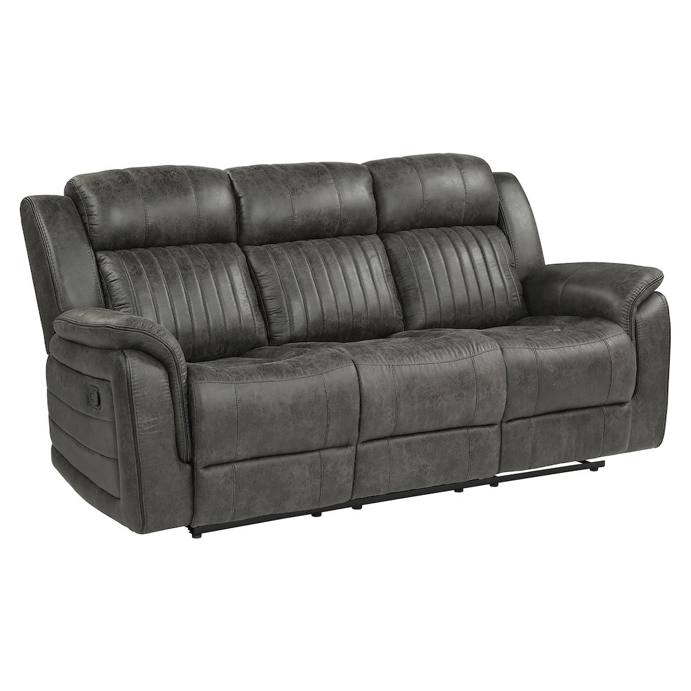 Centeroak Microfiber Double Reclining Sofa In Brownish Gray. Picture 1