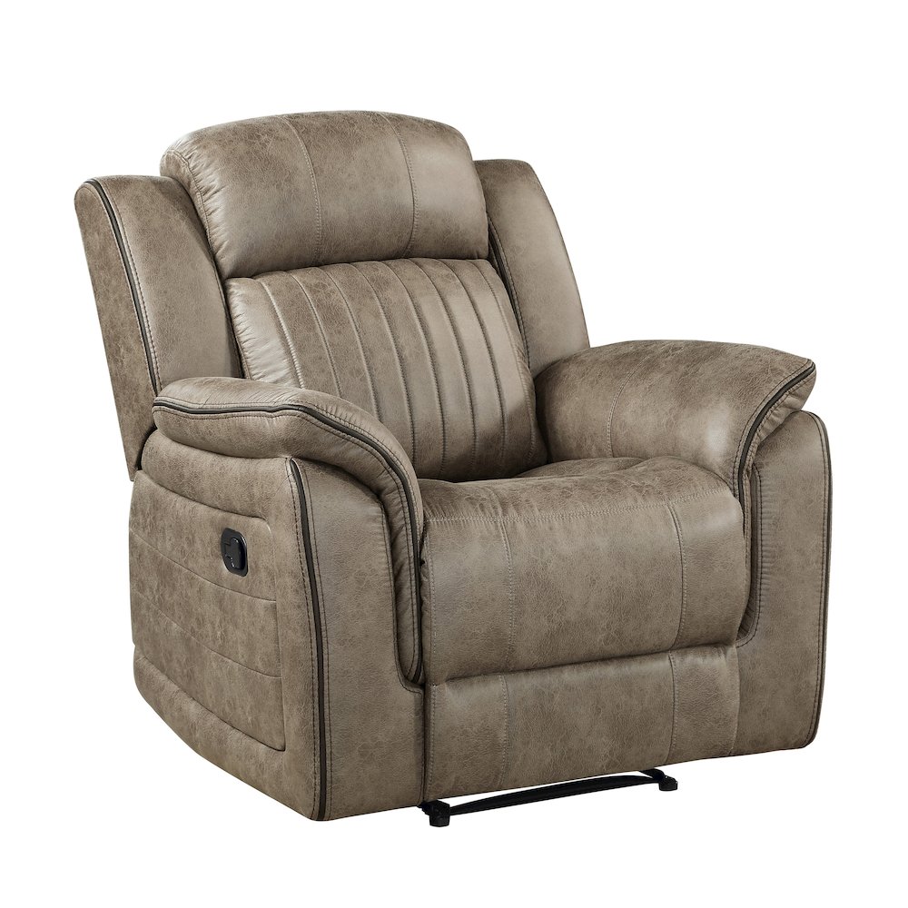 Centeroak Microfiber Reclining Chair In Sandy Brown. Picture 1