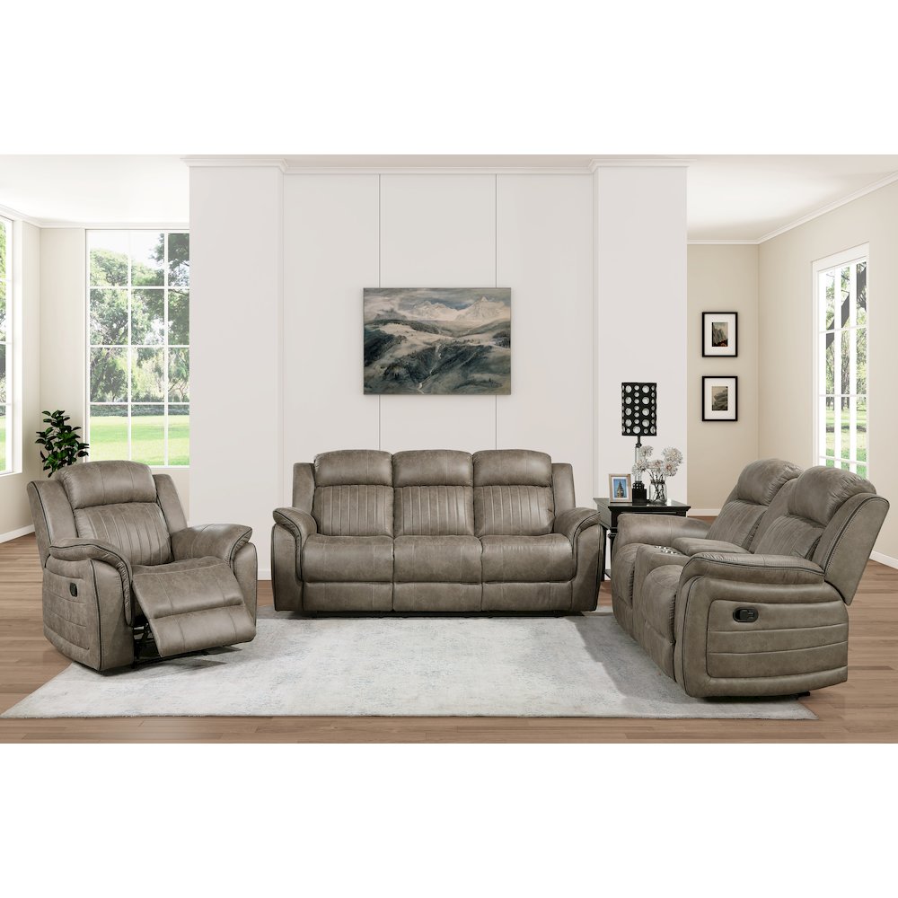 Centeroak Microfiber Reclining Chair In Sandy Brown. Picture 3