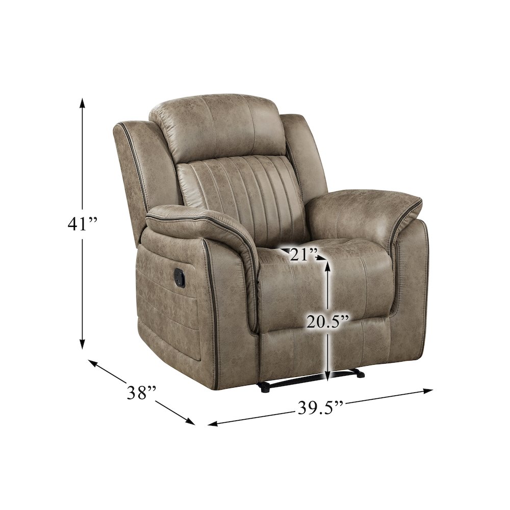 Centeroak Microfiber Reclining Chair In Sandy Brown. Picture 4