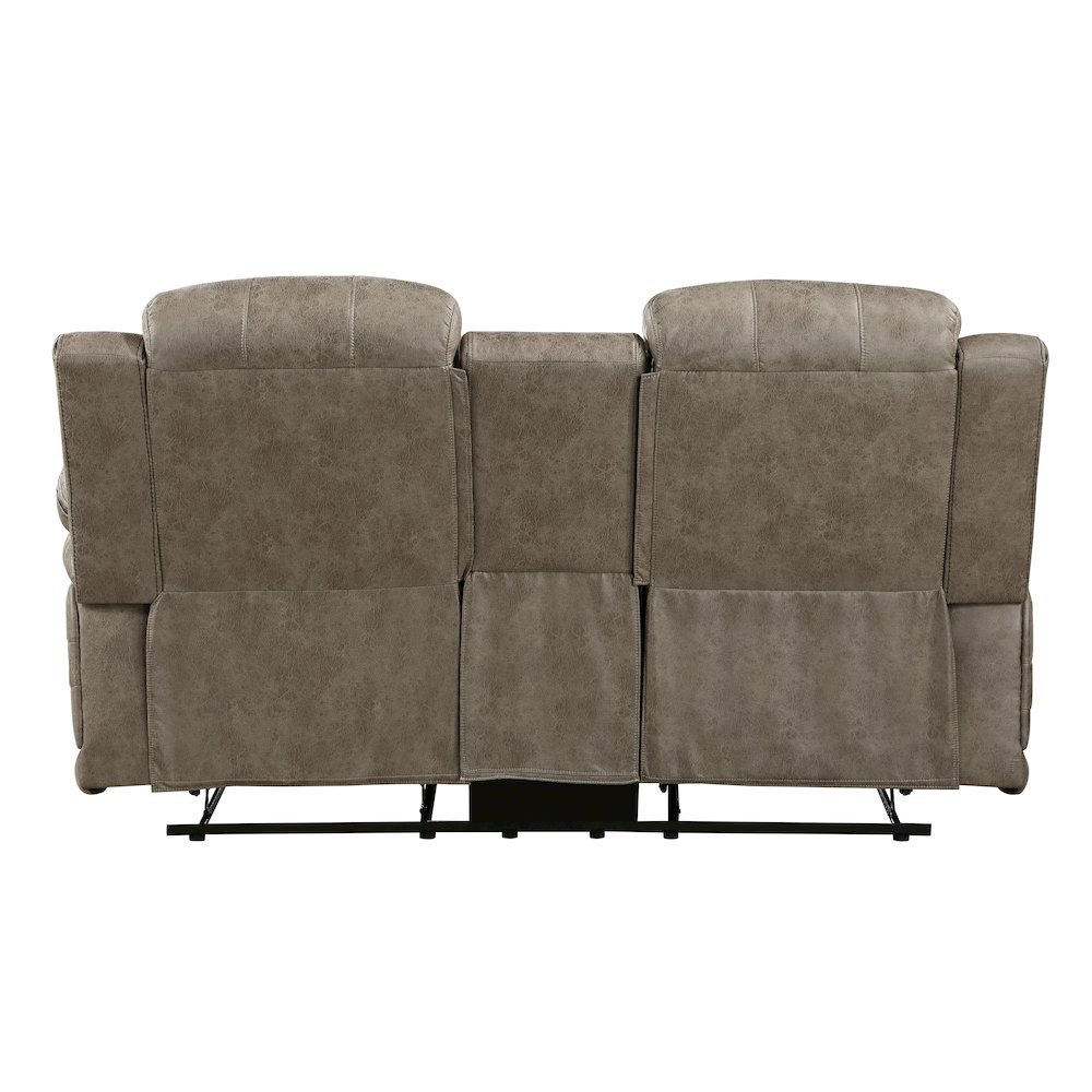 Centeroak Microfiber Double Reclining Loveseat In Sandy Brown. Picture 3