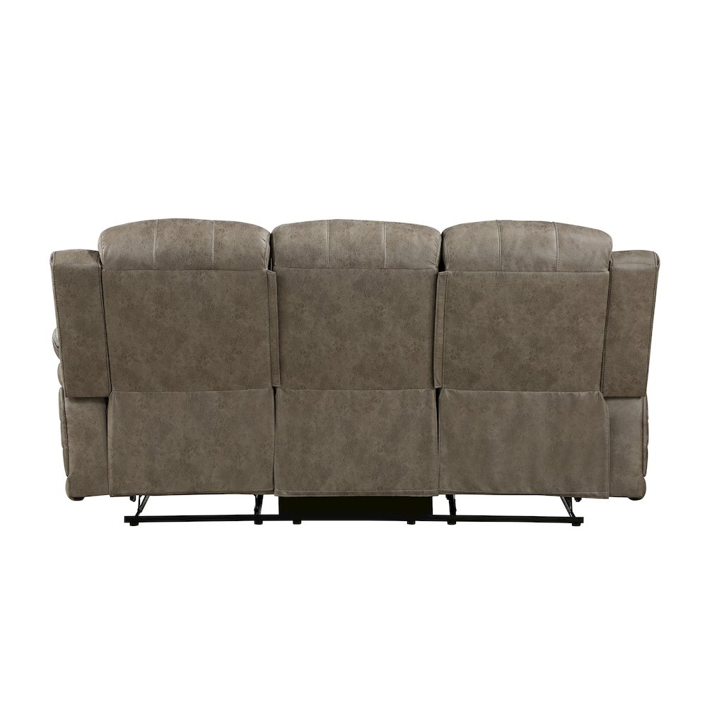 Centeroak Microfiber Double Reclining Sofa In Sandy Brown. Picture 3