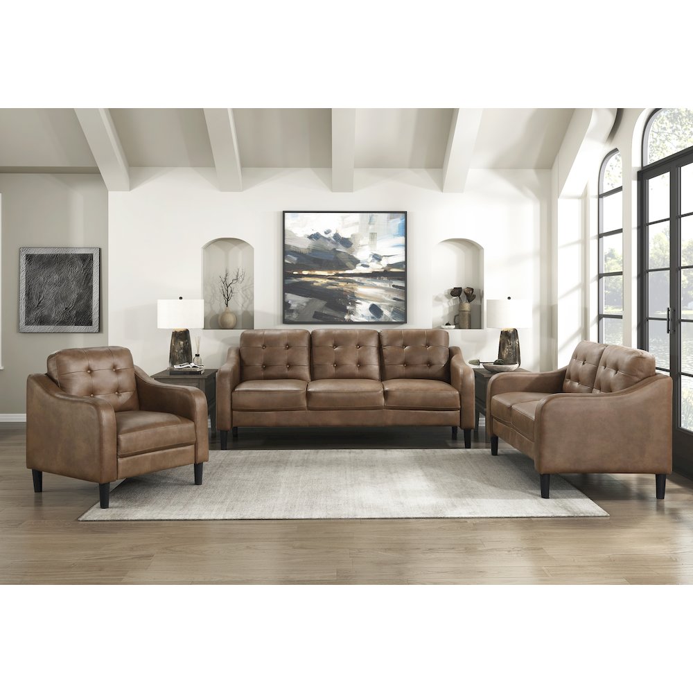 Mallory  Microfiber Sofa In Brown. Picture 3