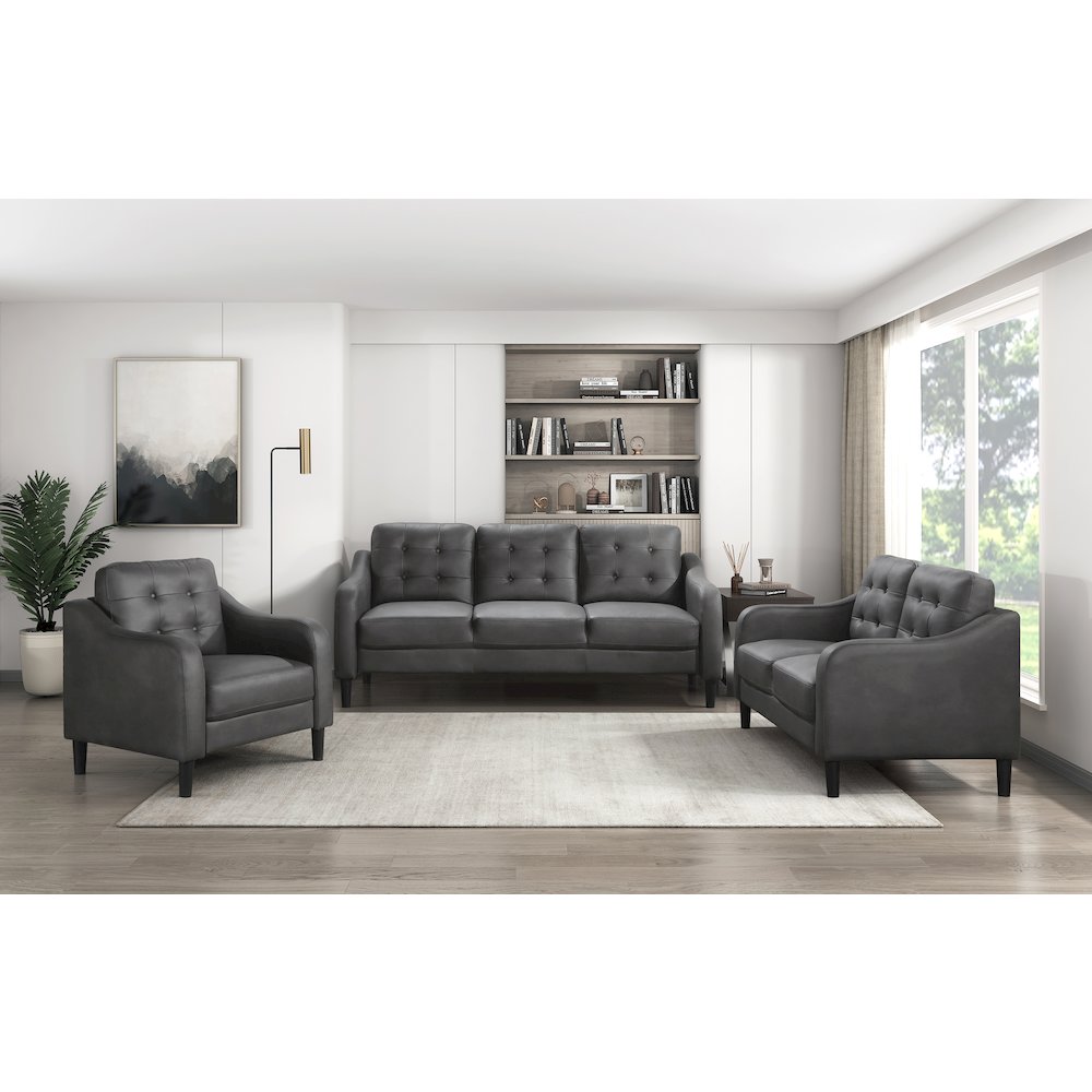 Mallory  Microfiber Sofa In Gray. Picture 4