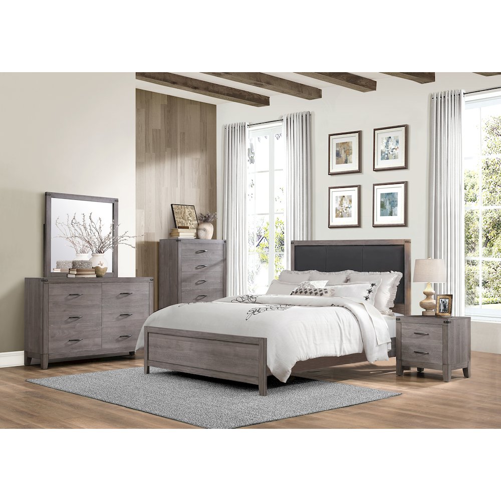 Woodrow Asian Hardwood Nightstand in Gray. Picture 2