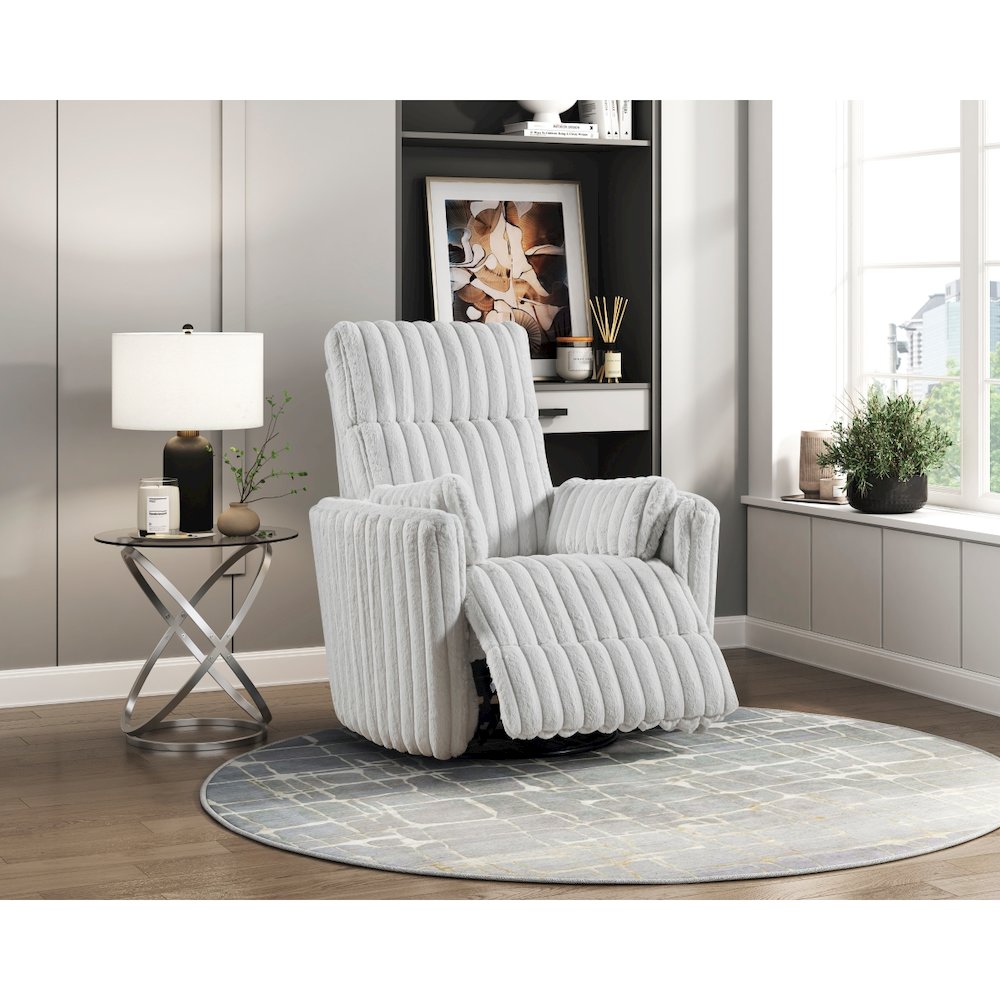 Lexicon Payton Corduroy Swivel Glider Reclining Chair in Gray. Picture 2