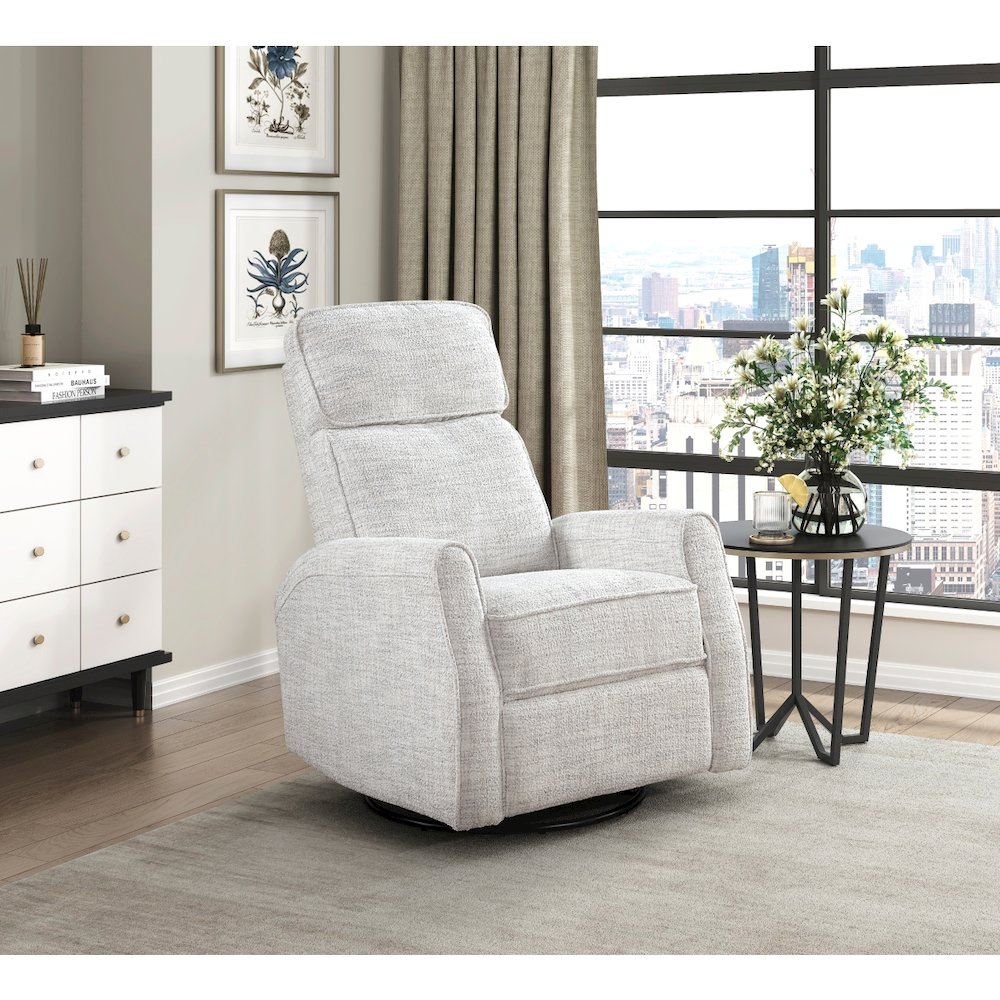 Lexicon Carly Boucle Swivel Glider Reclining  Chair in Quartz. Picture 2