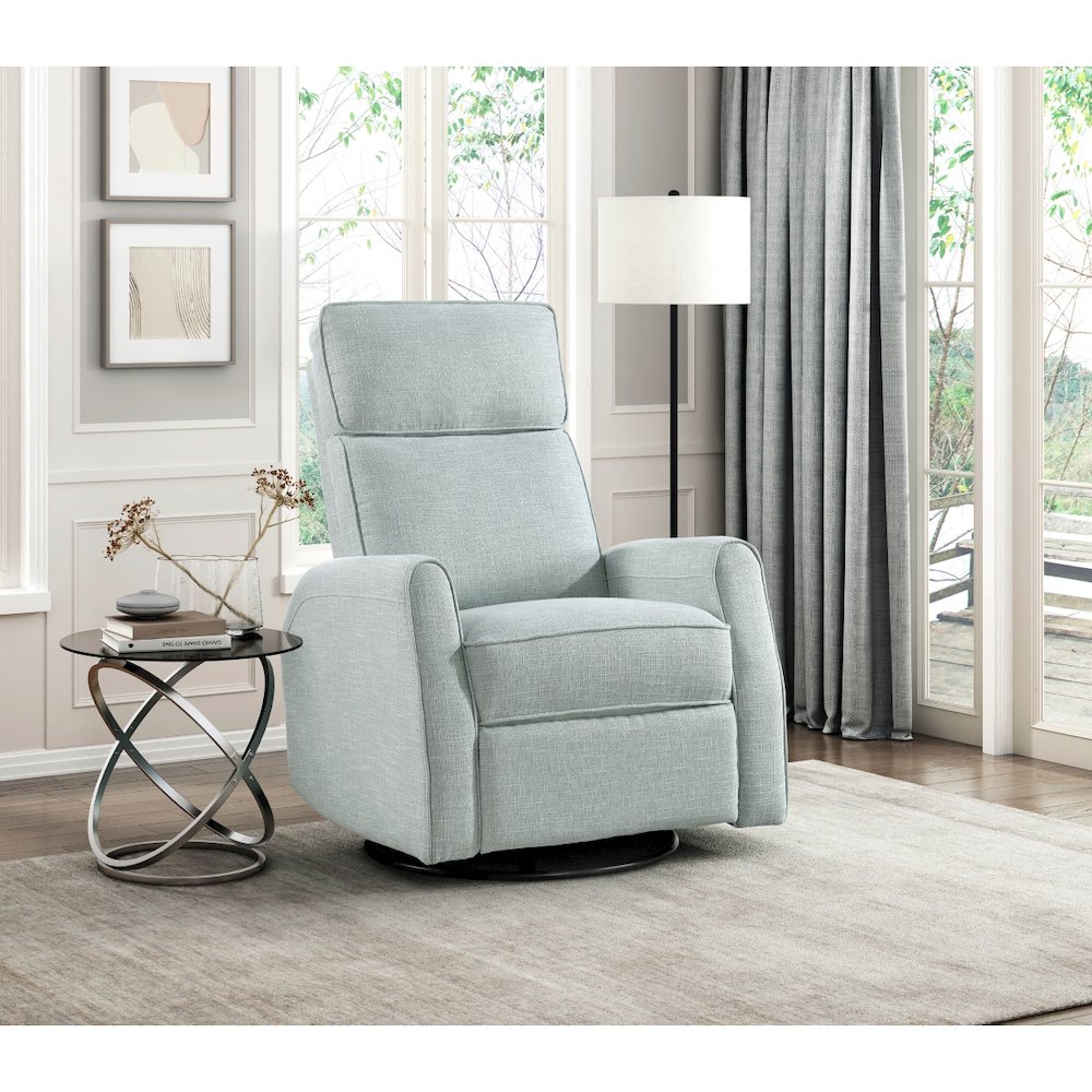 Lexicon Carly Textured Swivel Glider Reclining  Chair in Sea Glass. Picture 2