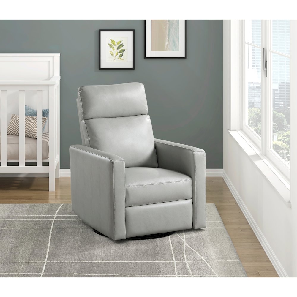Lexicon Olathe Faux Leather Swivel Glider Reclining  Chair in Smoke. Picture 2