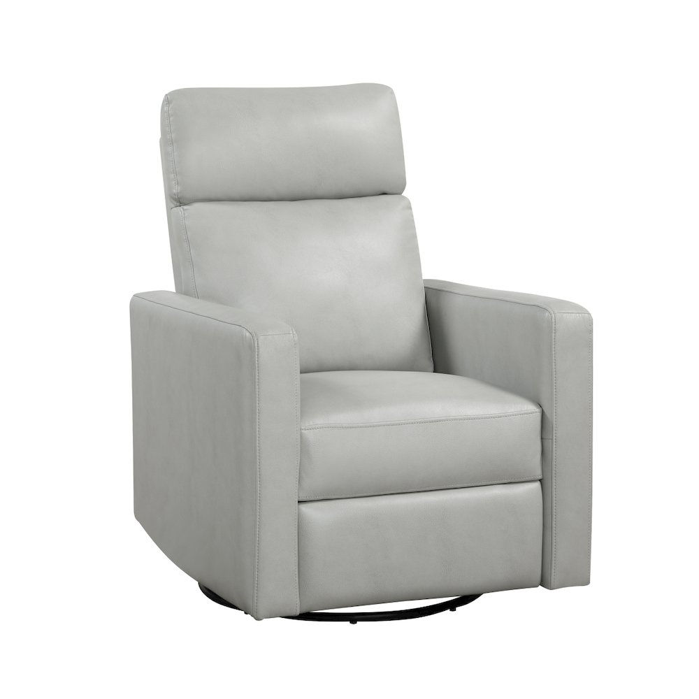 Lexicon Olathe Faux Leather Swivel Glider Reclining  Chair in Smoke. Picture 1