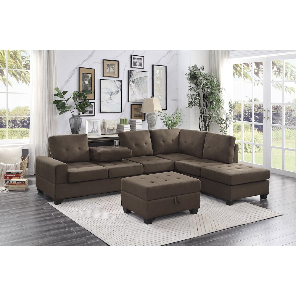 Maston Microfiber Ottoman With Storage In Chocolate. Picture 2