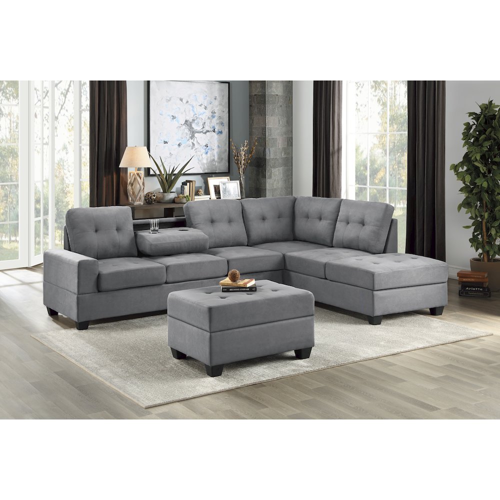 Maston Microfiber Ottoman With Storage In Dark Gray. Picture 4