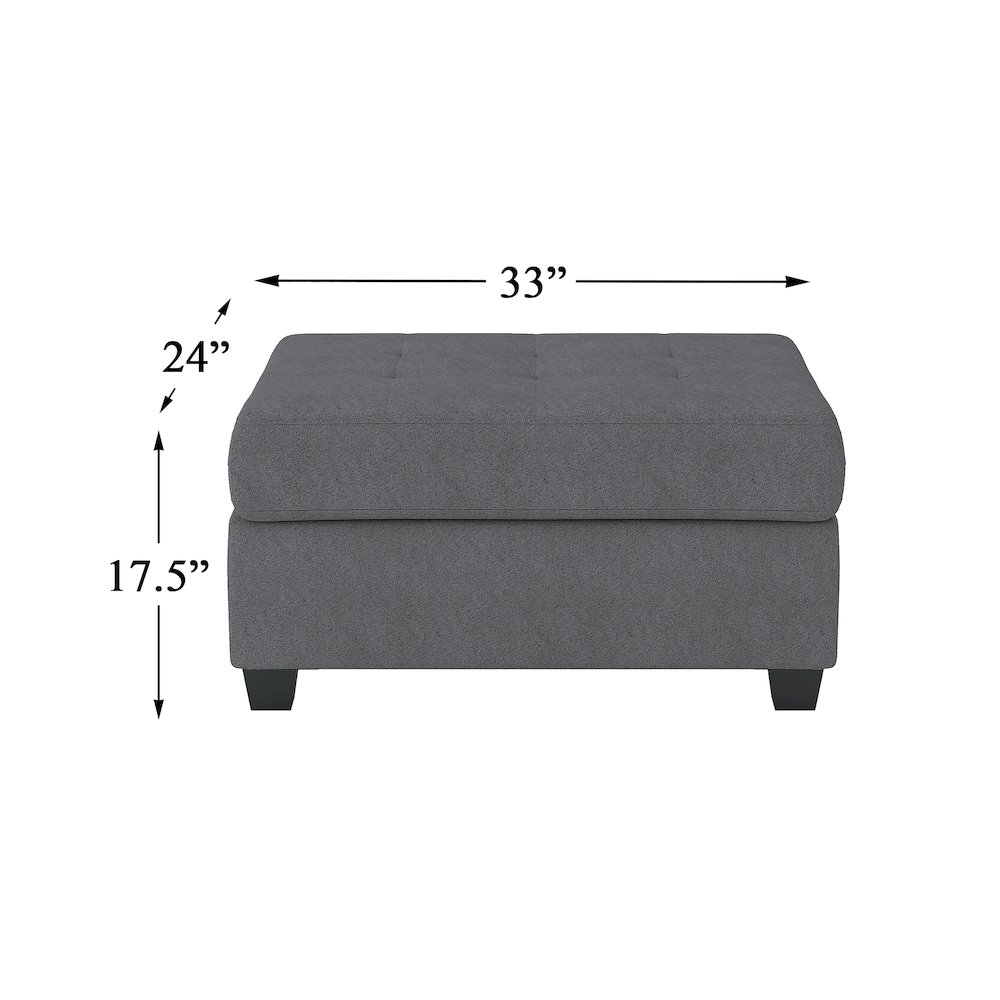 Maston Microfiber Ottoman With Storage In Dark Gray. Picture 3