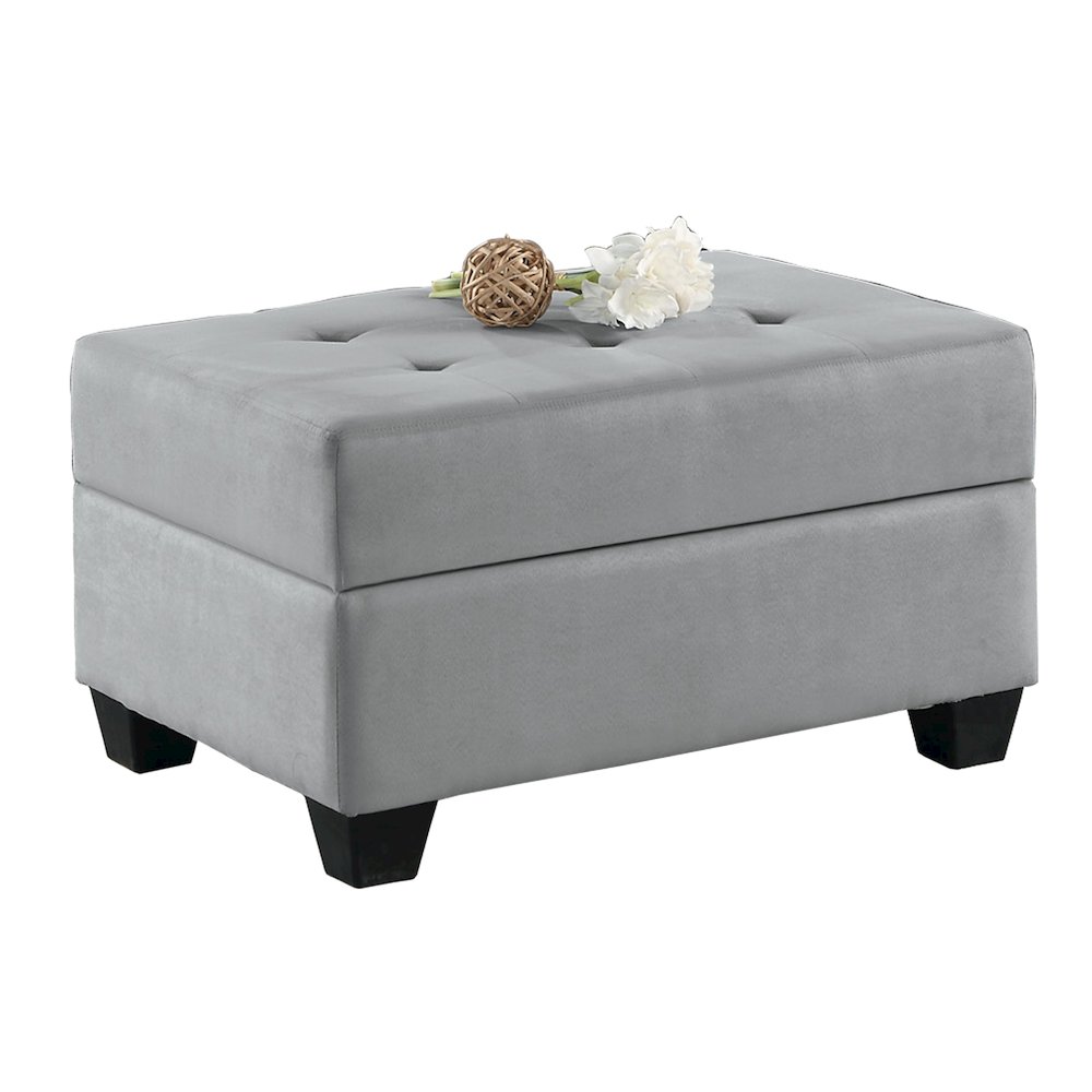 Maston Microfiber Ottoman With Storage In Gray. Picture 1