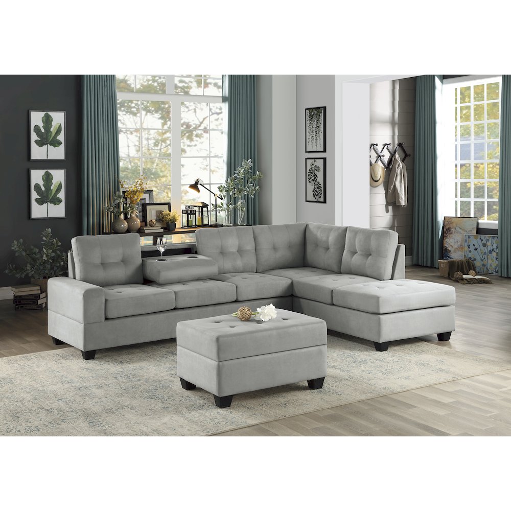 Maston Microfiber 2-Piece Set Sectional Sofa In Gray. Picture 4