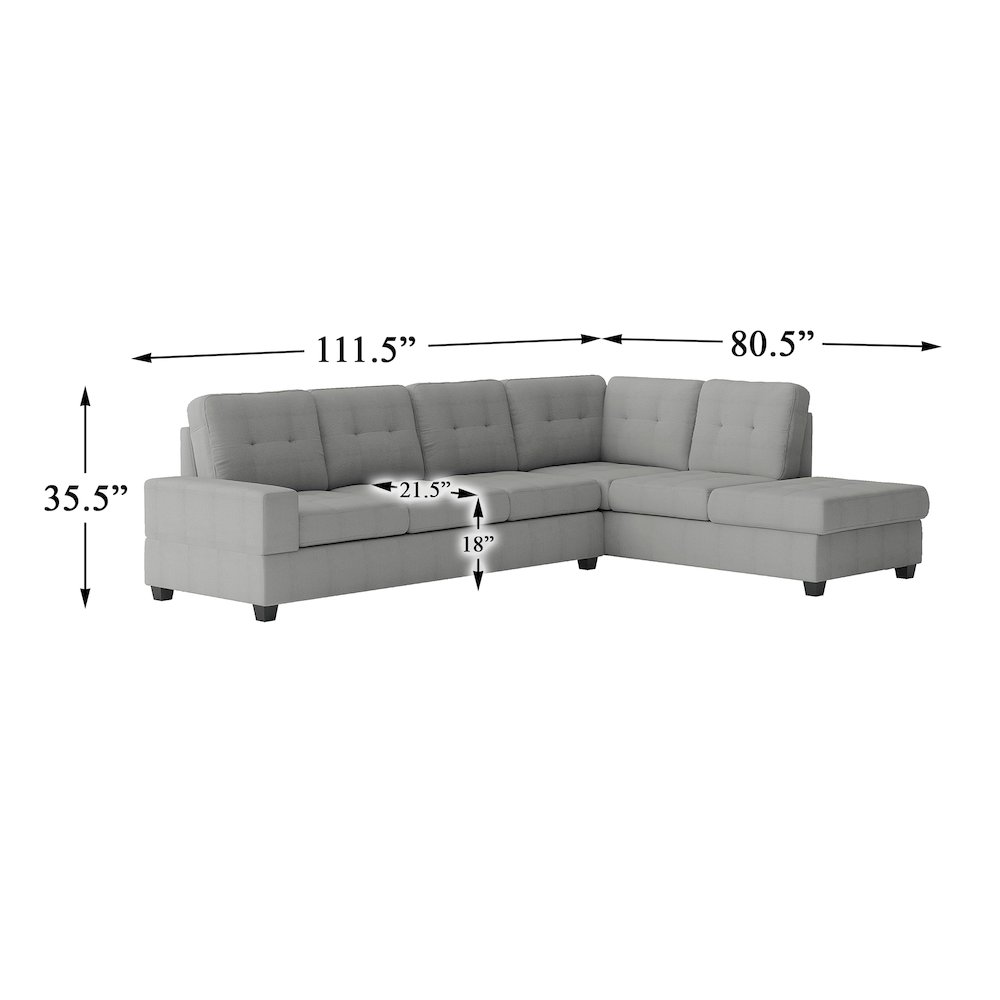 Maston Microfiber 2-Piece Set Sectional Sofa In Gray. Picture 5