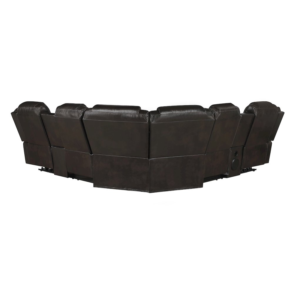 Lexicon Ramone Faux leather 3-Piece Sectional with Consoles in Dark Brown. Picture 2