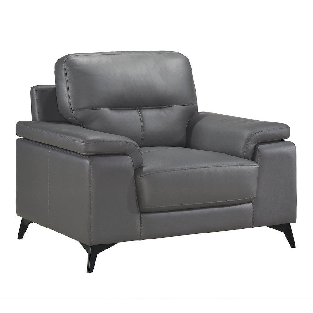 Mischa Leather Arm Chair In Dark Gray. Picture 1