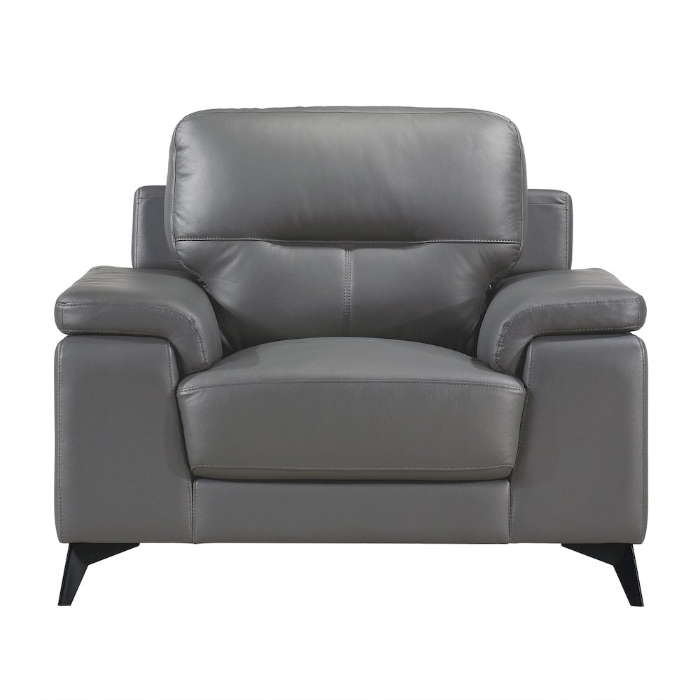 Mischa Leather Arm Chair In Dark Gray. Picture 3