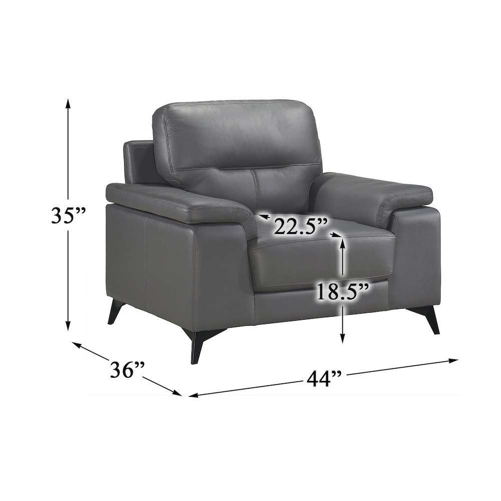 Mischa Leather Arm Chair In Dark Gray. Picture 4
