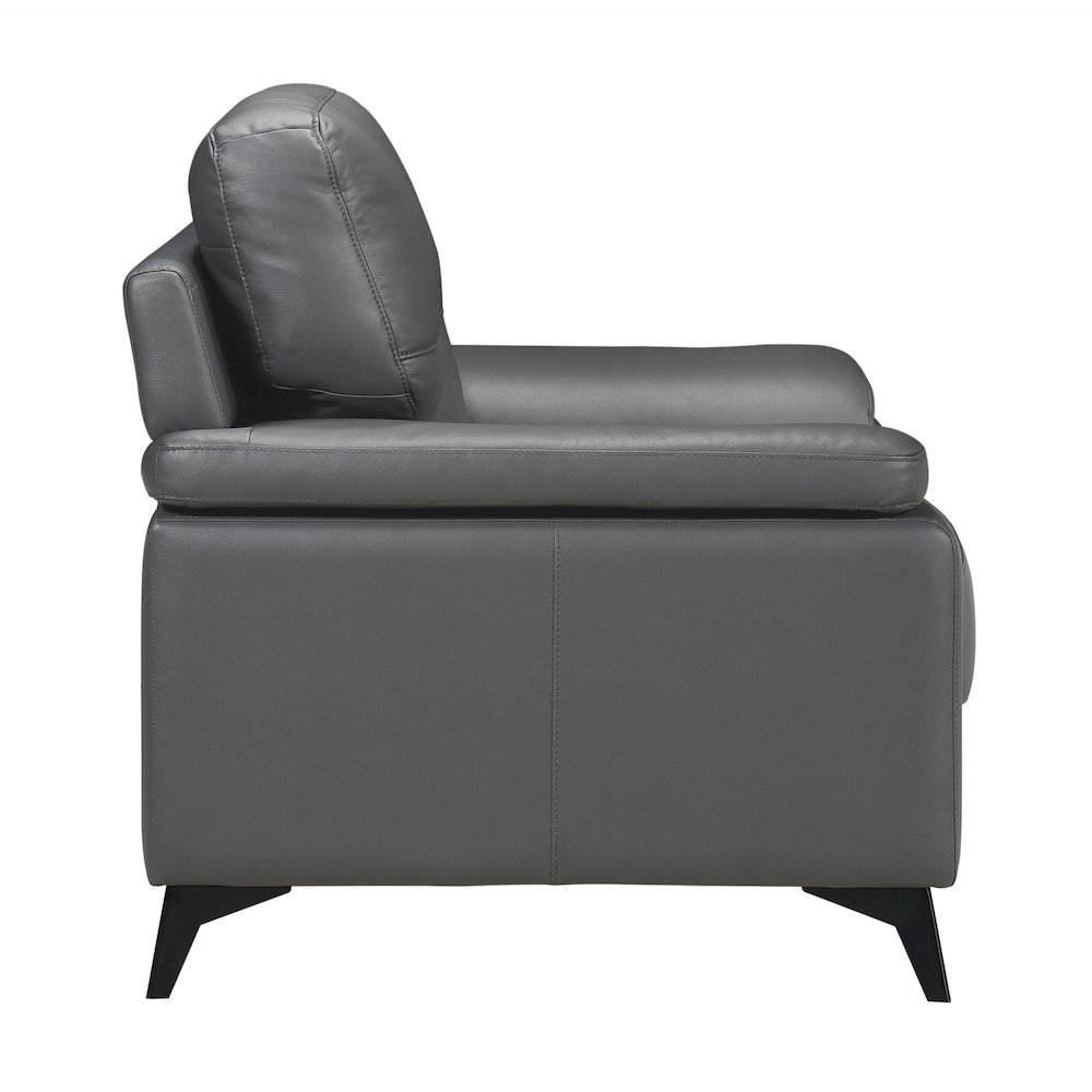 Mischa Leather Arm Chair In Dark Gray. Picture 5